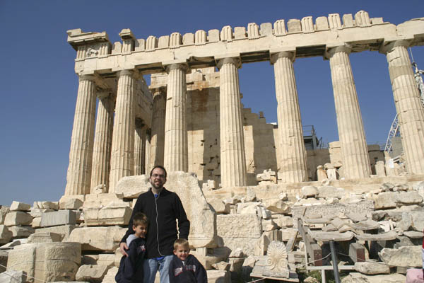 with my boys in Athens