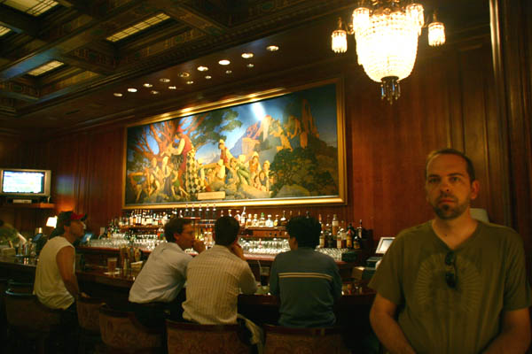 Checking out the Maxfield Parrish at the Pied Piper Bar